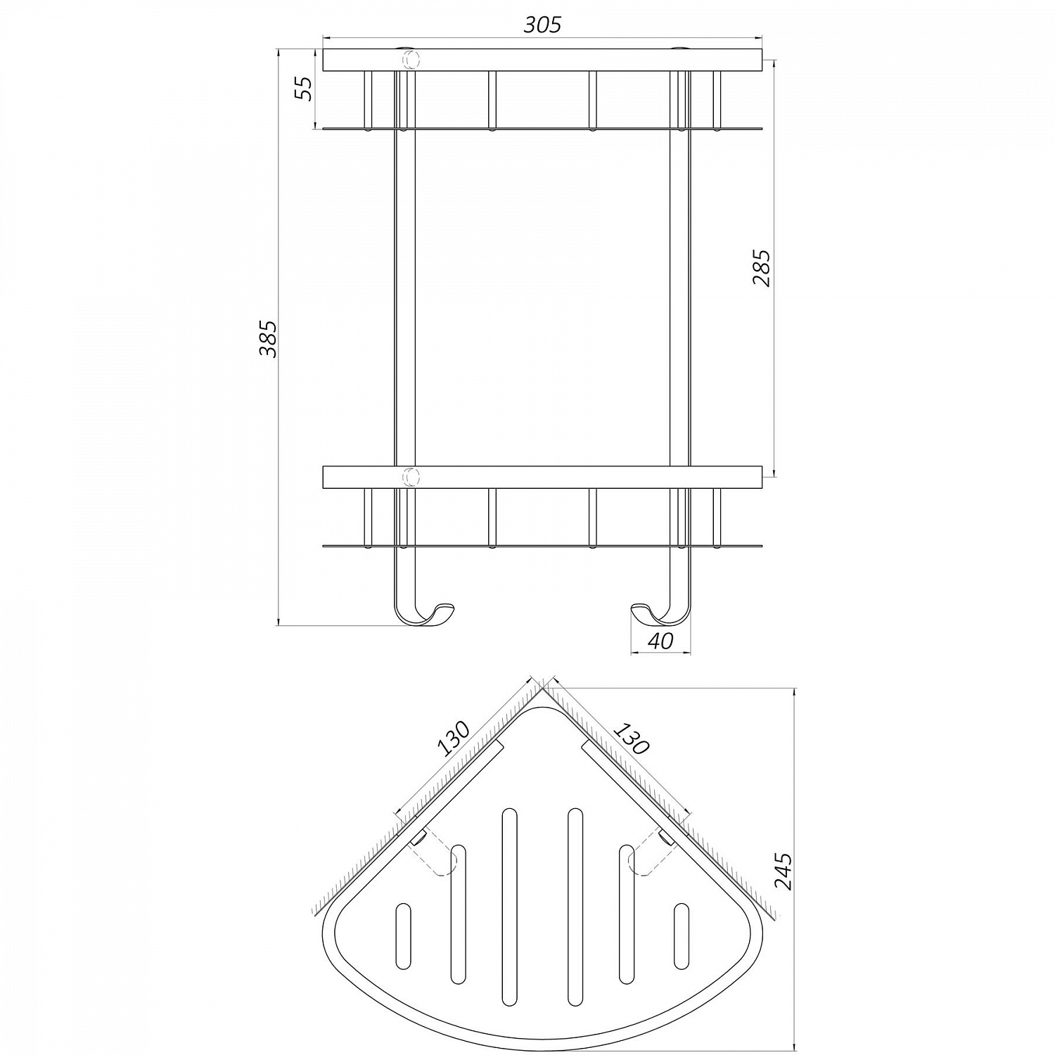 Полка подвійна кутова Globus Lux BS8422
