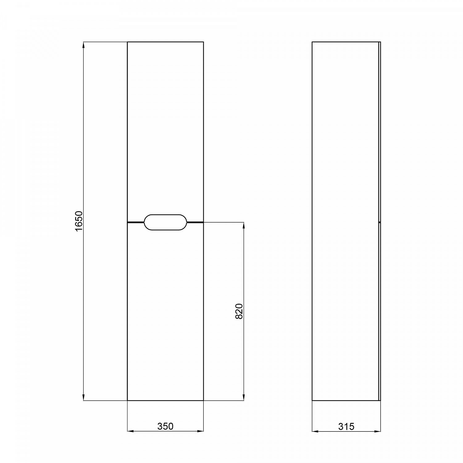 Пенал підвісний Qtap Virgo 350х1600х316 White/Whitish oak QT1876PP1651RWWO