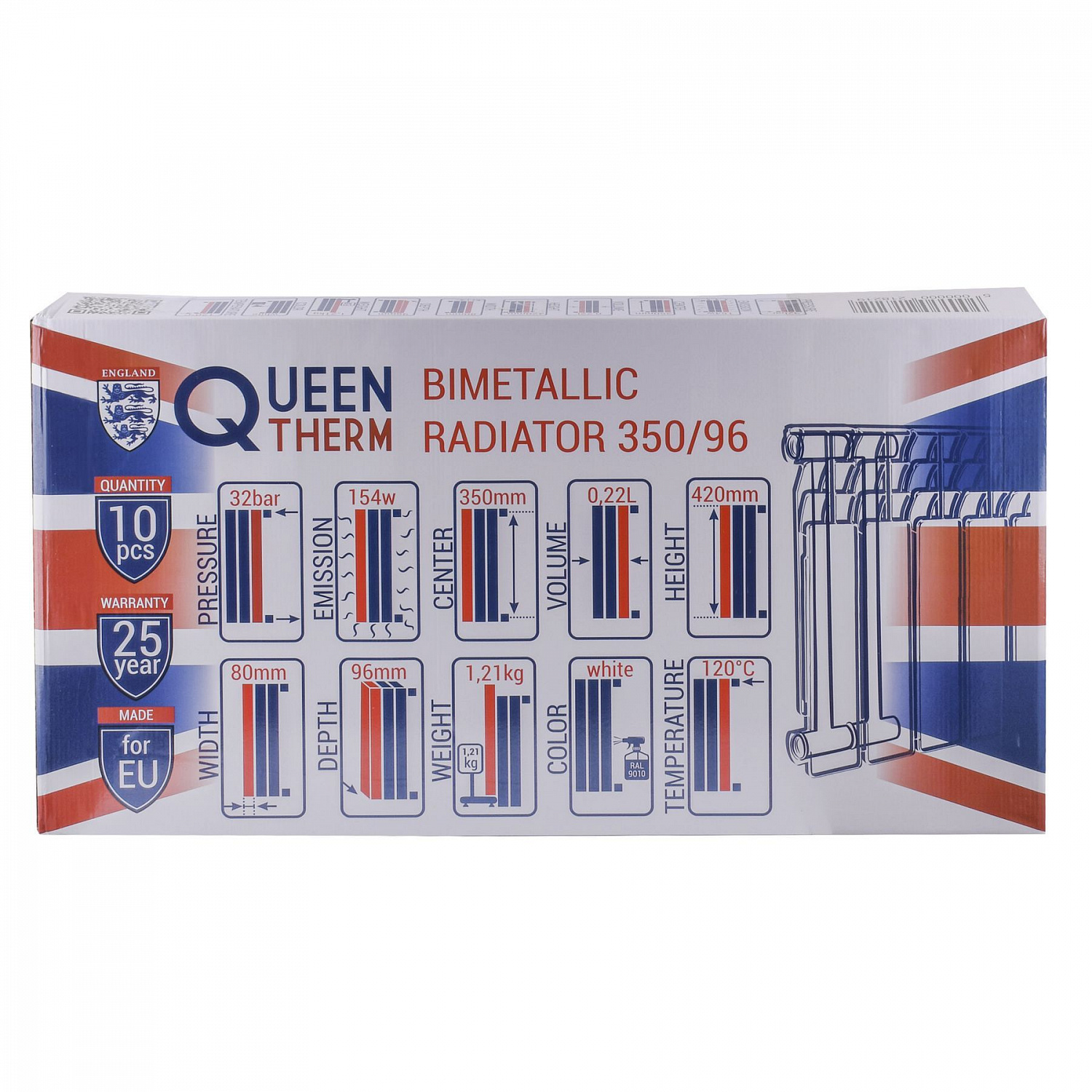 Радіатор біметалевий секційний QUEEN THERM 350/96 (кратно 10) в інтернет-магазині Yago