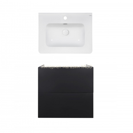 Комплект Qtap тумба підвісна Tern 600х580х437 мм Matt Black + раковина урізна Albatross 9H QT71TE44117