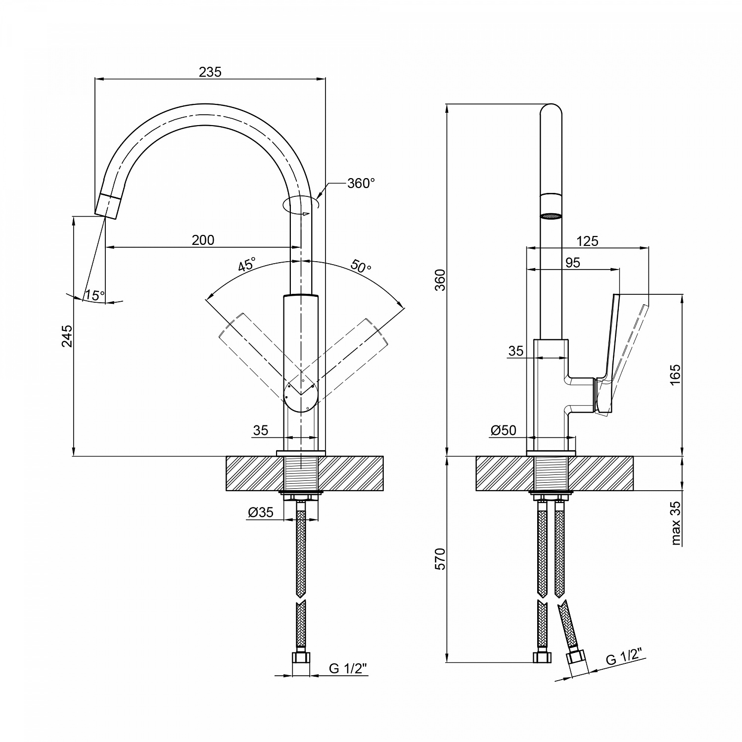 Змішувач для кухні Qtap Slavonice QTSLA9042103UB Black Matt