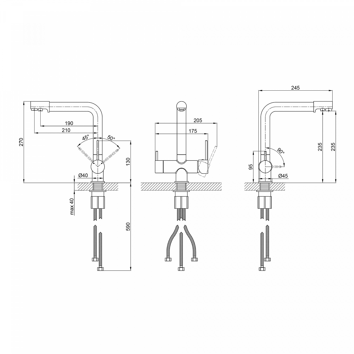 Змішувач для кухні Qtap Kuchyne з підключенням для питної води QTKUC92102FC Chrome