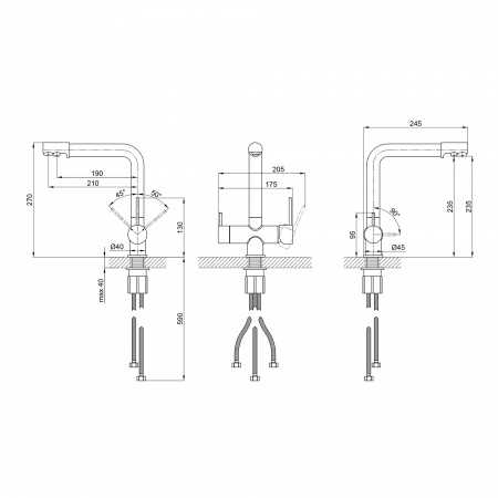 Змішувач для кухні Qtap Kuchyne з підключенням для питної води QTKUC92102FC Chrome
