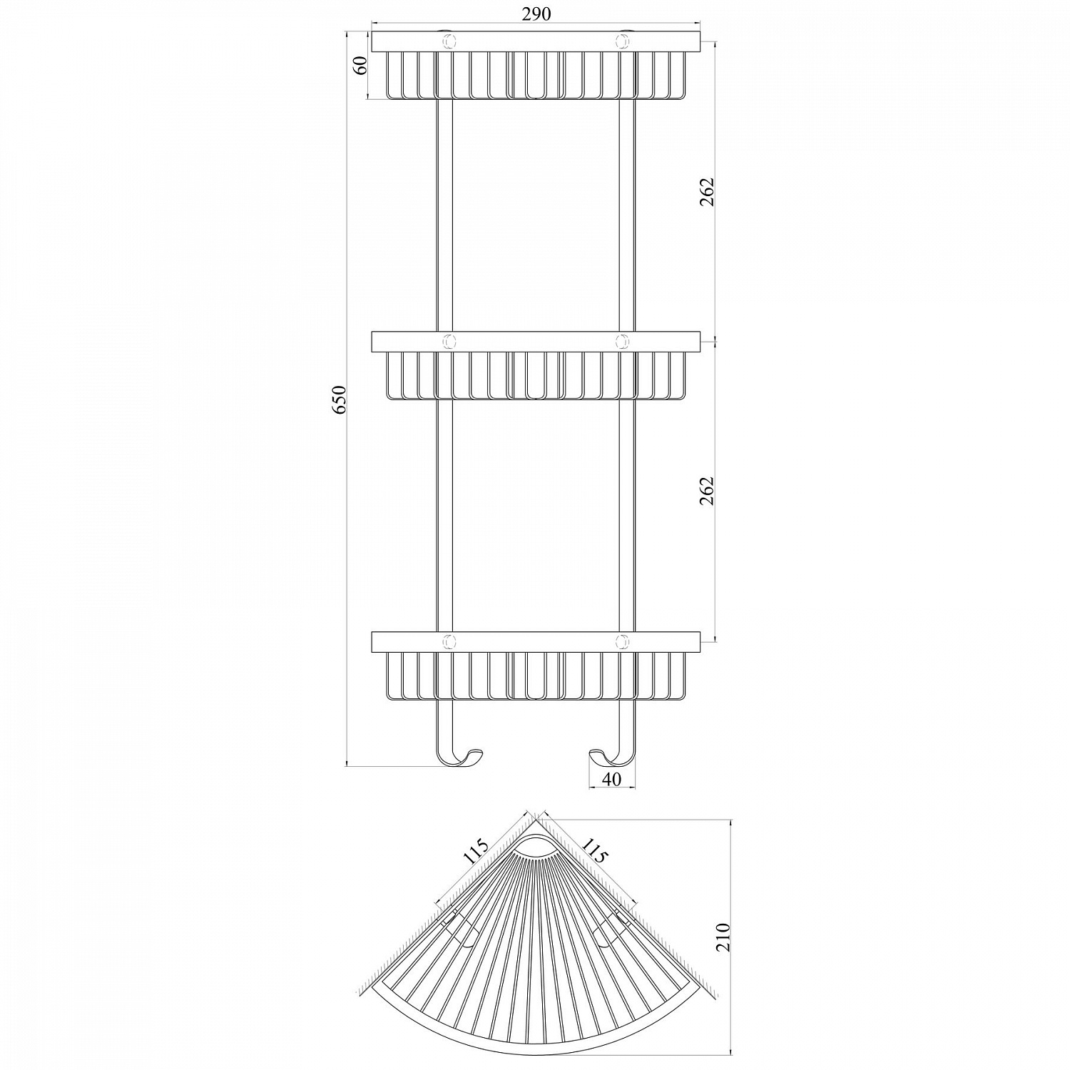 Поличка кутова TOPAZ 4115-3
