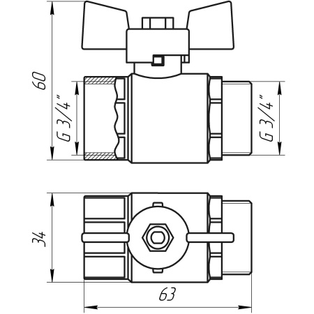 Кран кульовий прямий Q PROFESSIONAL    3/4″ ЗВ КБ PN40 QP152 в інтернет-магазині Yago
