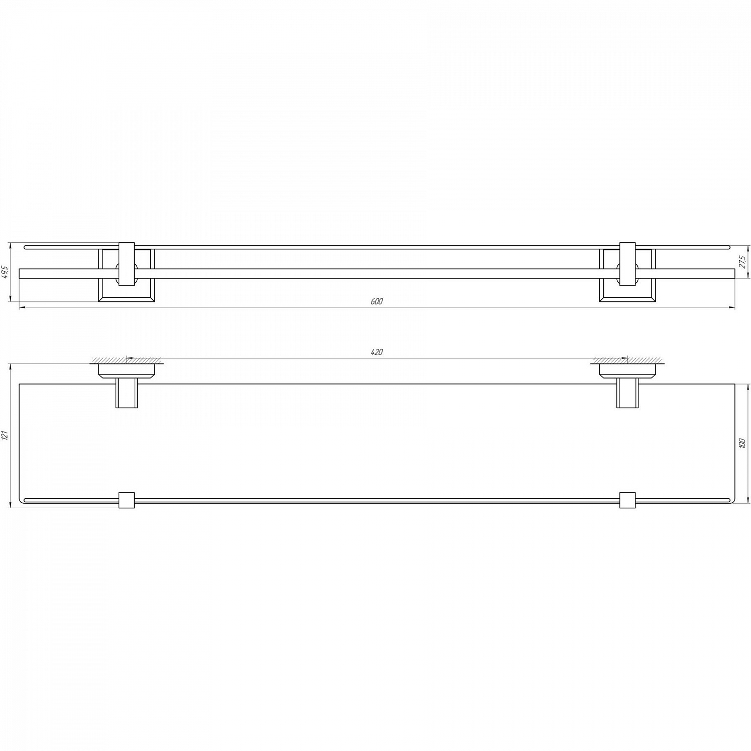 Полиця TOPAZ TKB 9927 скло с бортиком