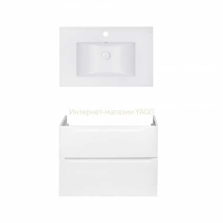 Комплект Qtap тумба підвісна Scorpio 800х585х460 мм White + раковина урізна Albatross E QT71SC43975