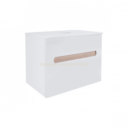 Тумба підвісна Qtap Virgo 600х476х469 White/Whitish oak зі стільницею QT1879TPА601WWO
