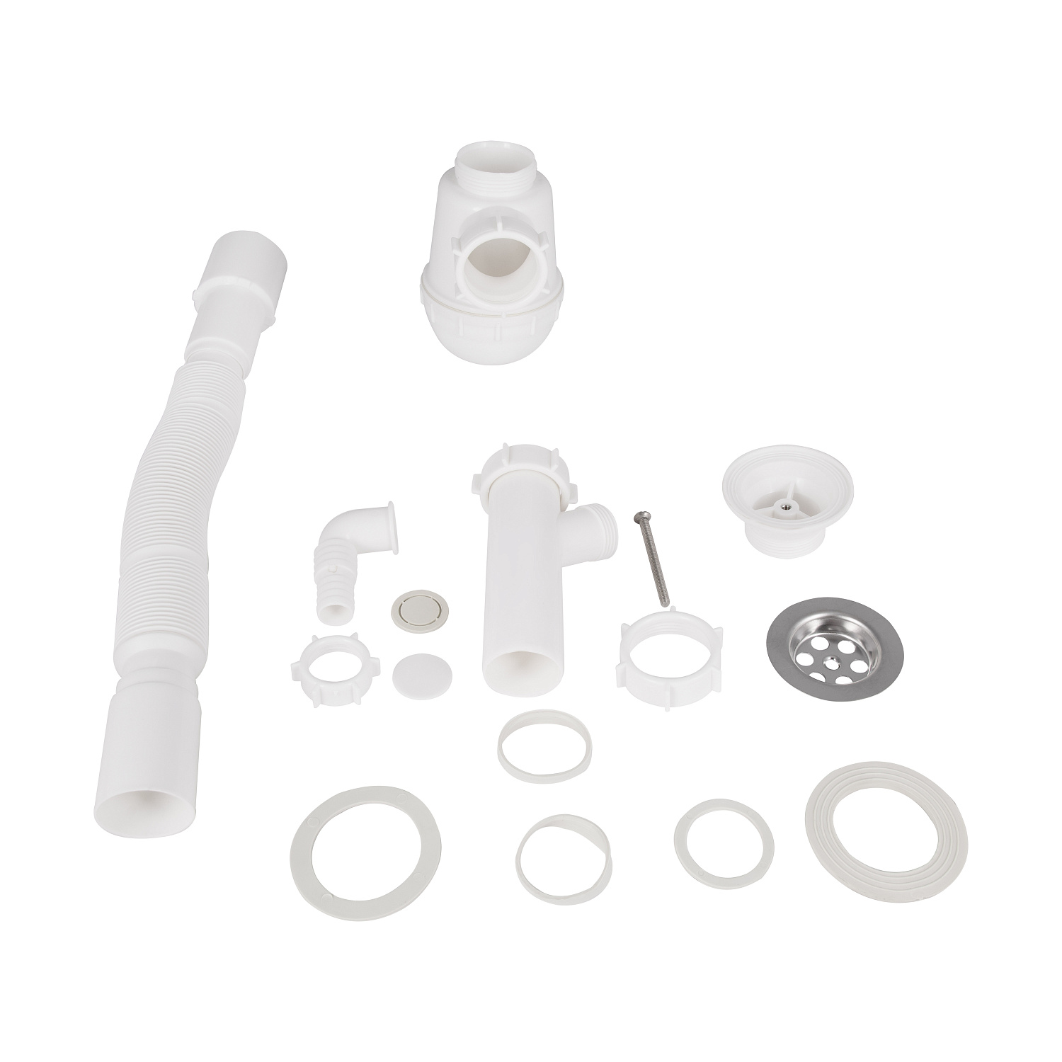 Сифон для кухонної мийки Lidz (WHI) 60 05 M002 00 з відводом для пральної машини (вихід 40/50 мм)