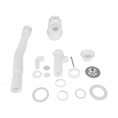 Сифон для кухонної мийки Lidz (WHI) 60 05 M002 00 з відводом для пральної машини (вихід 40/50 мм)