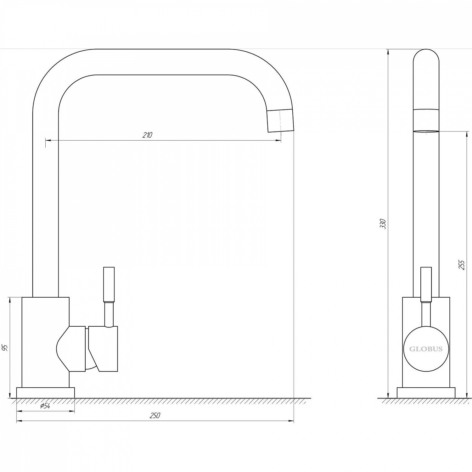 Змішувач для кухні Globus Lux ALPEN SBT1-203L-GP
