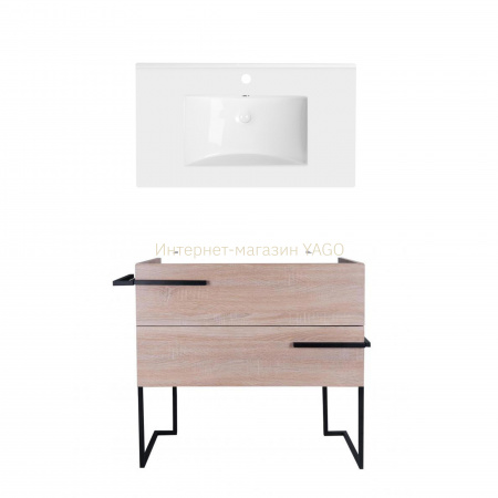 Комплект Qtap тумба підлогова Taurus 800х800х437 мм Whitish oak + раковина урізна Albatross QT71TA44013