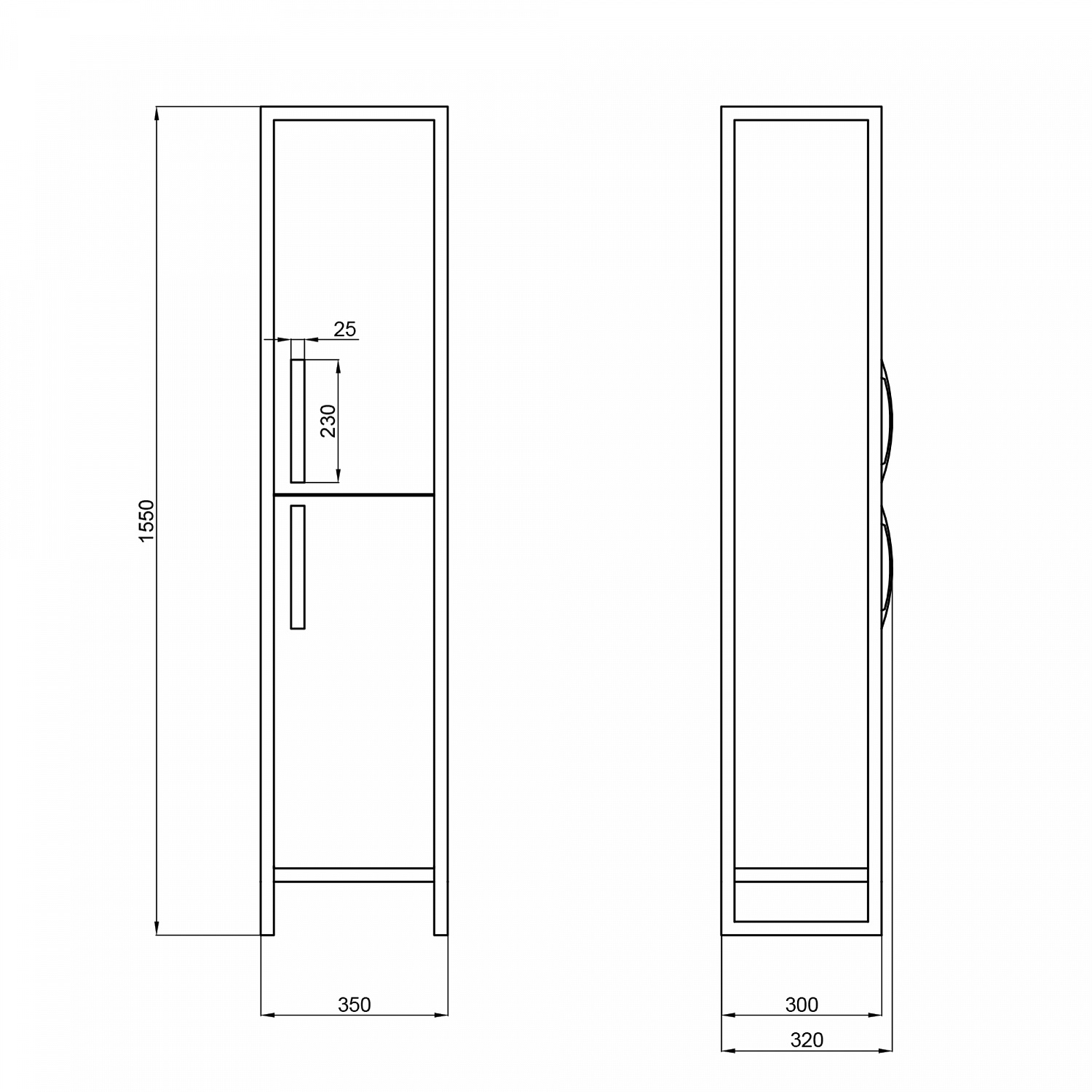 Пенал підлоговий Qtap Taurus 350х1750х300 Whitish oak QT2475PN175RWO