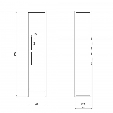 Пенал підлоговий Qtap Taurus 350х1750х300 Whitish oak QT2475PN175RWO