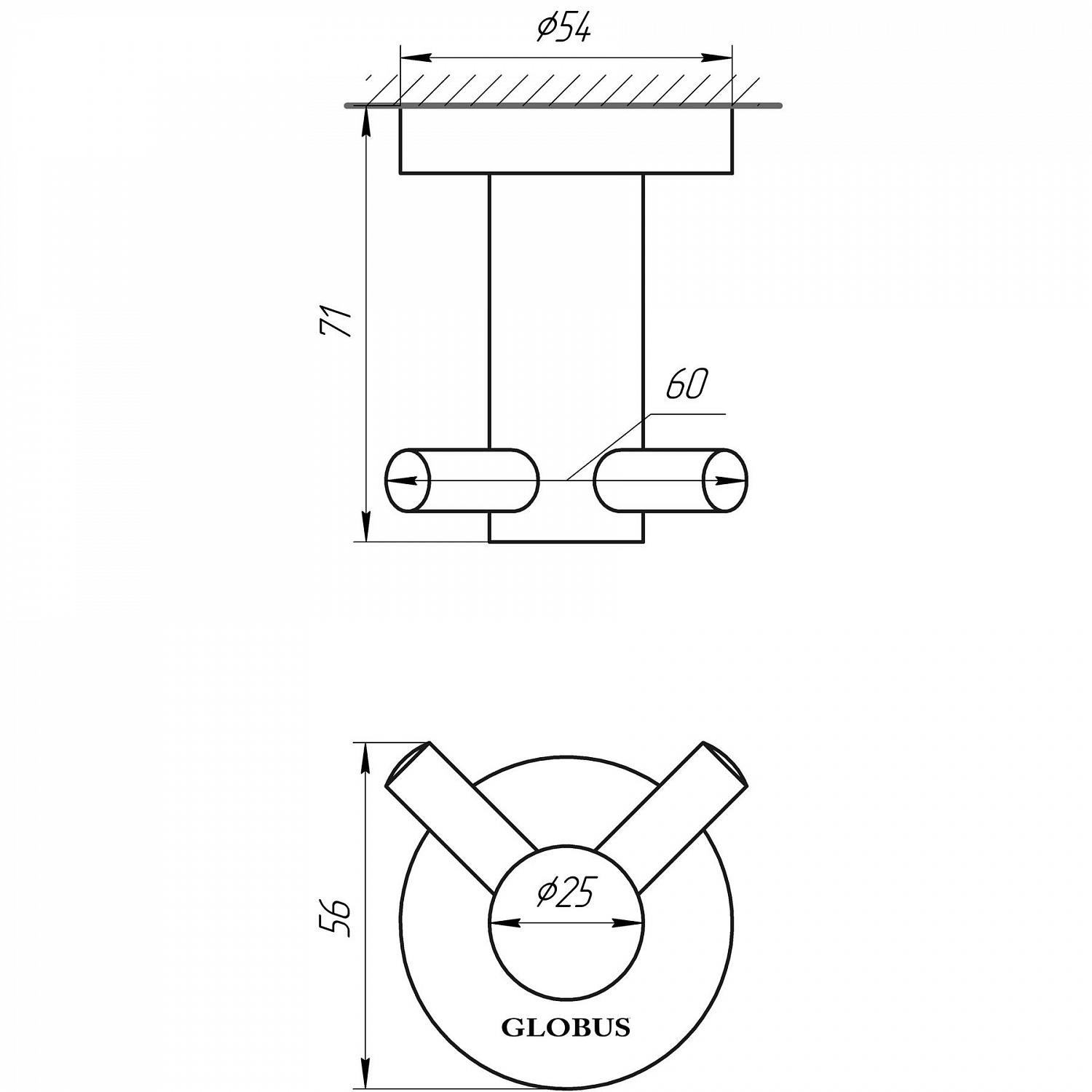 Гачок подвійний Globus Lux SS 8415  SUS304