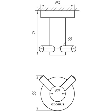 Гачок подвійний Globus Lux SS 8415  SUS304