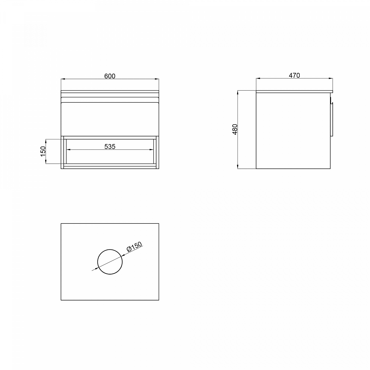 Тумба підвісна Qtap Robin 600х476х470 White/Whitish oak зі стільницею QT1379TPН6001WWO