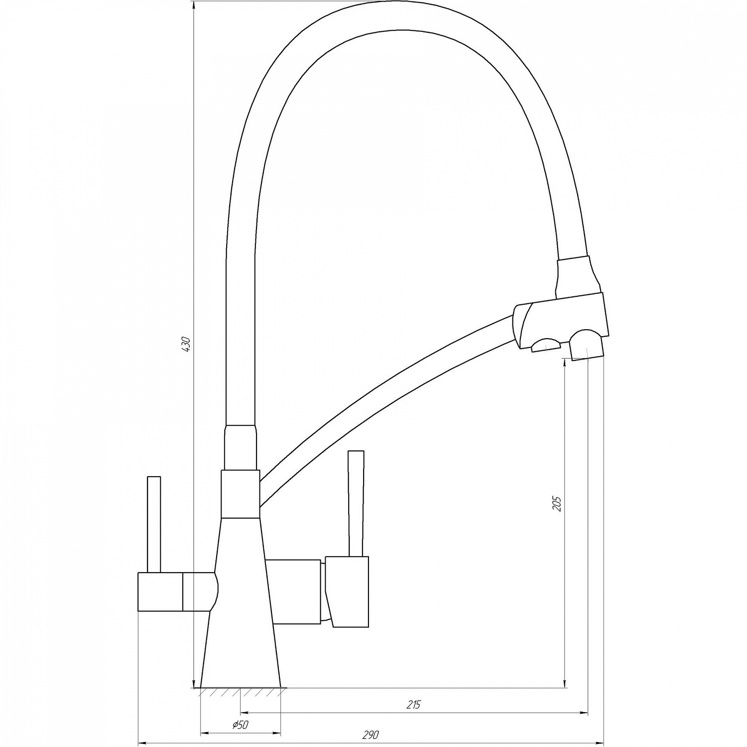 Змішувач для кухні під осмос Globus Lux LAZER GLLR-0700-11-GRAPHITE