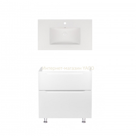 Комплект Qtap тумба підлогова Scorpio 800х825х460 мм White + раковина урізна Albatross New QT71SC43963