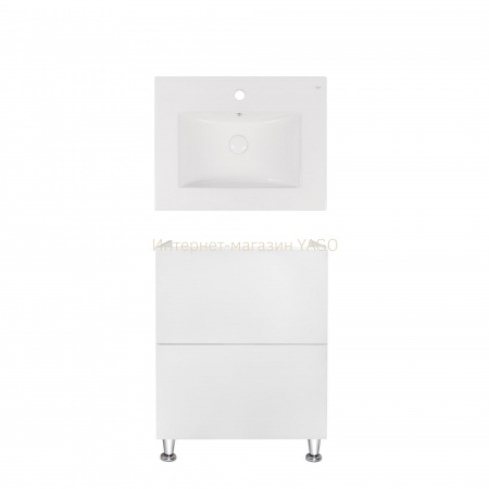 Комплект Qtap тумба підлогова Tern 600х725х437 мм White + раковина урізна Albatross New QT71TE44088