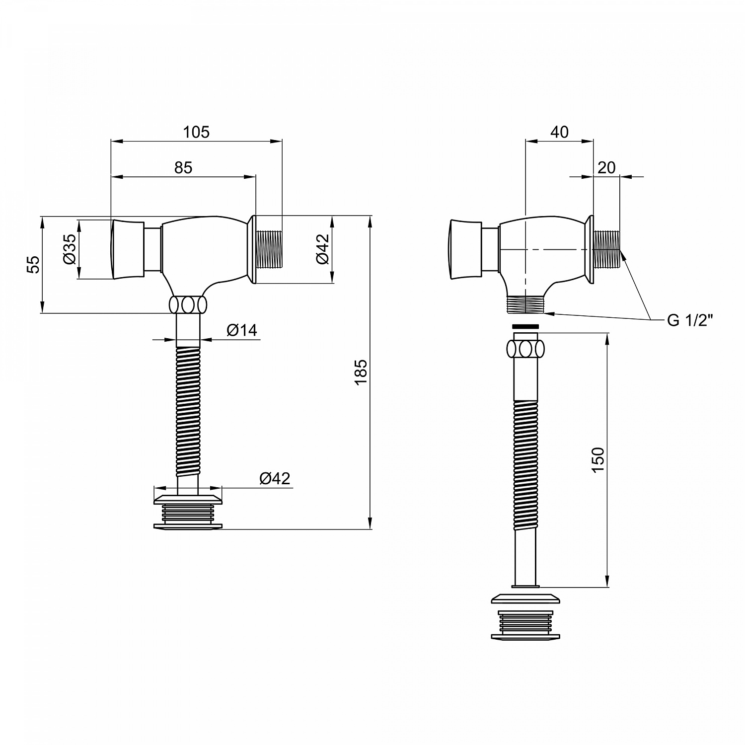 Зливний клапан порційний для пісуара Lidz Tech 903 LDTEC903CRM32529 Chrome