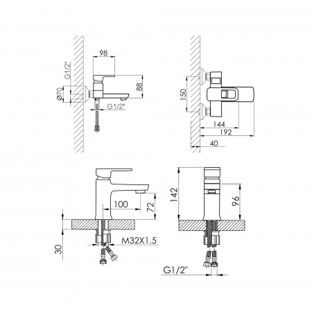 Набір змішувачів Wawel 001 + Wawel 006 Chrome
