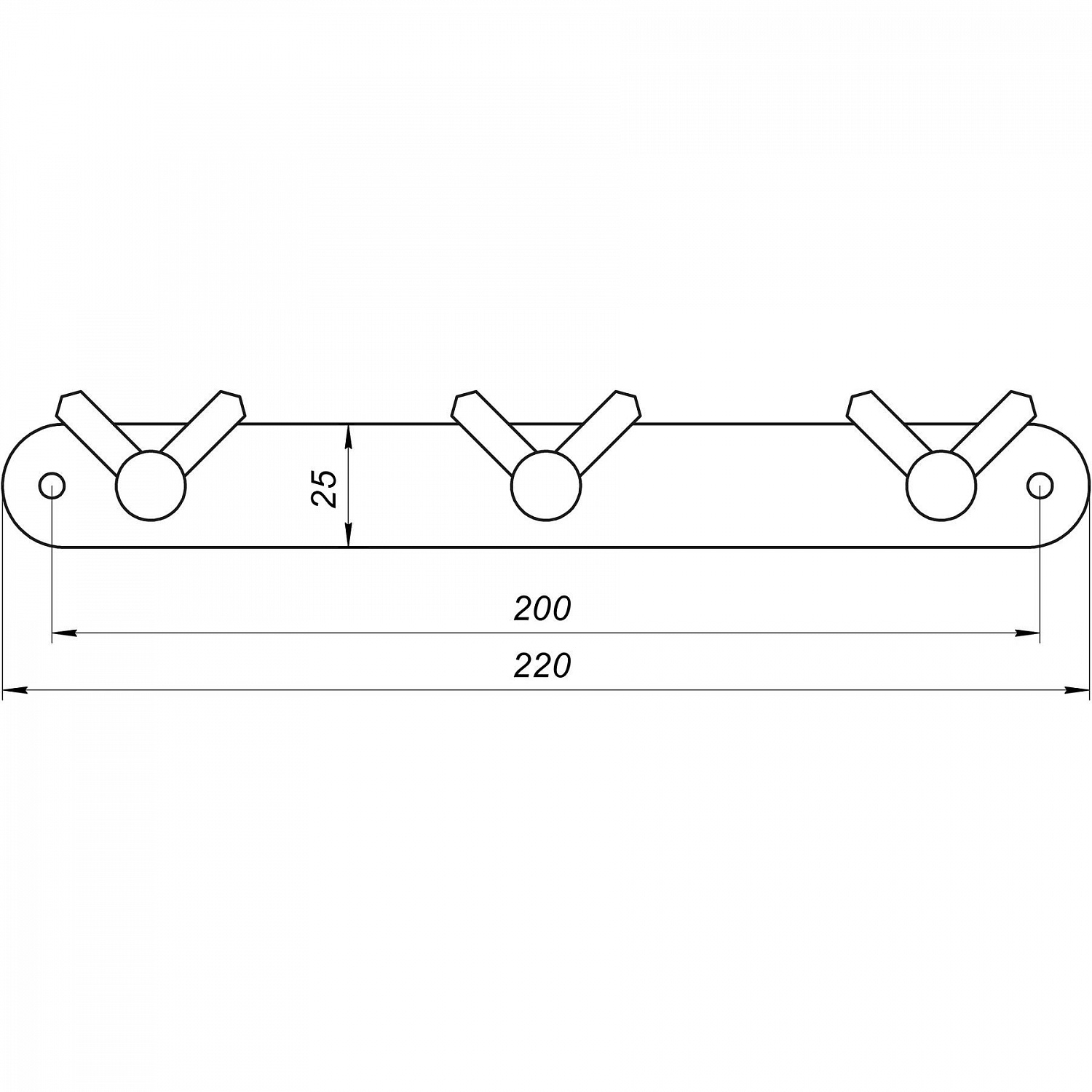 Планка з гачками Globus Lux BS8435-3 чорна матова SUS304