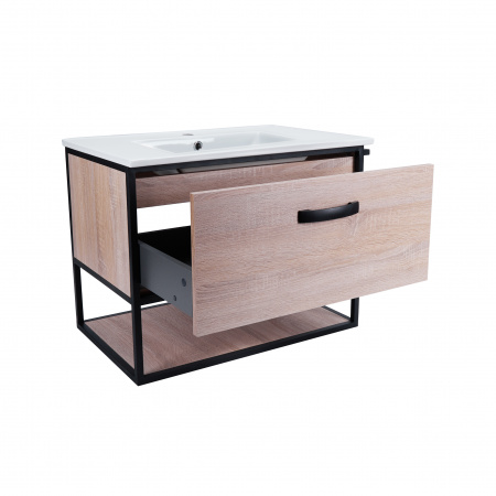 Комплект Qtap Taurus 800х580х437 Whitish oak тумба підвісна + раковина урізна QT2472TPT803WO