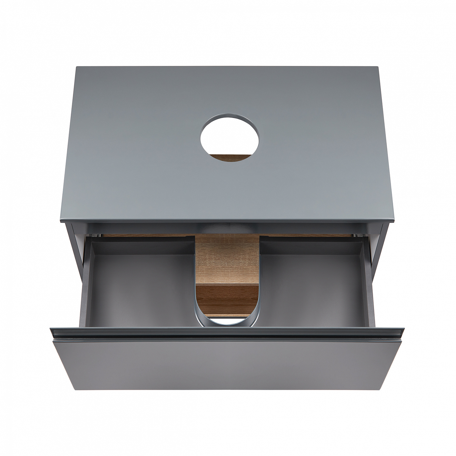 Тумба підлогова Qtap Robin 700х616х437 Graphite/Whitish oak зі стільницею QT1380TNН7002GWO