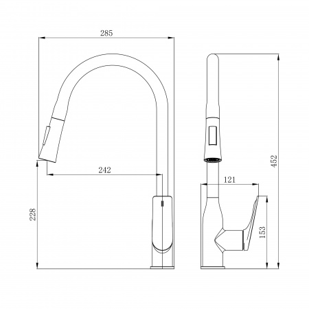 Змішувач для кухні Qtap Vlasta New з висувним виливом QTVLA344CRM45646 Chrome