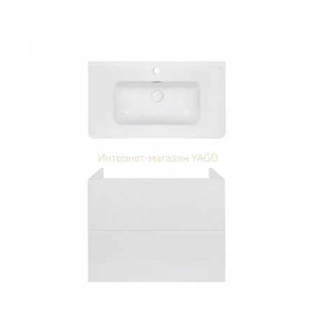 Комплект Qtap тумба підвісна Tern 800х580х437 мм White + раковина урізна Albatross 9H QT71TE44107