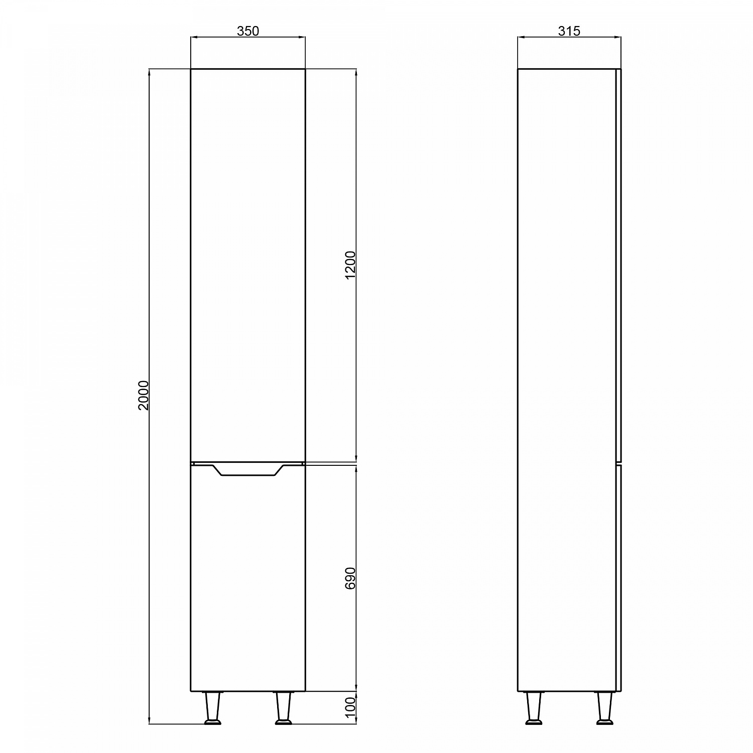 Пенал підлоговий Qtap Scorpio 350х1900х300 White QT1475PN1901KLW