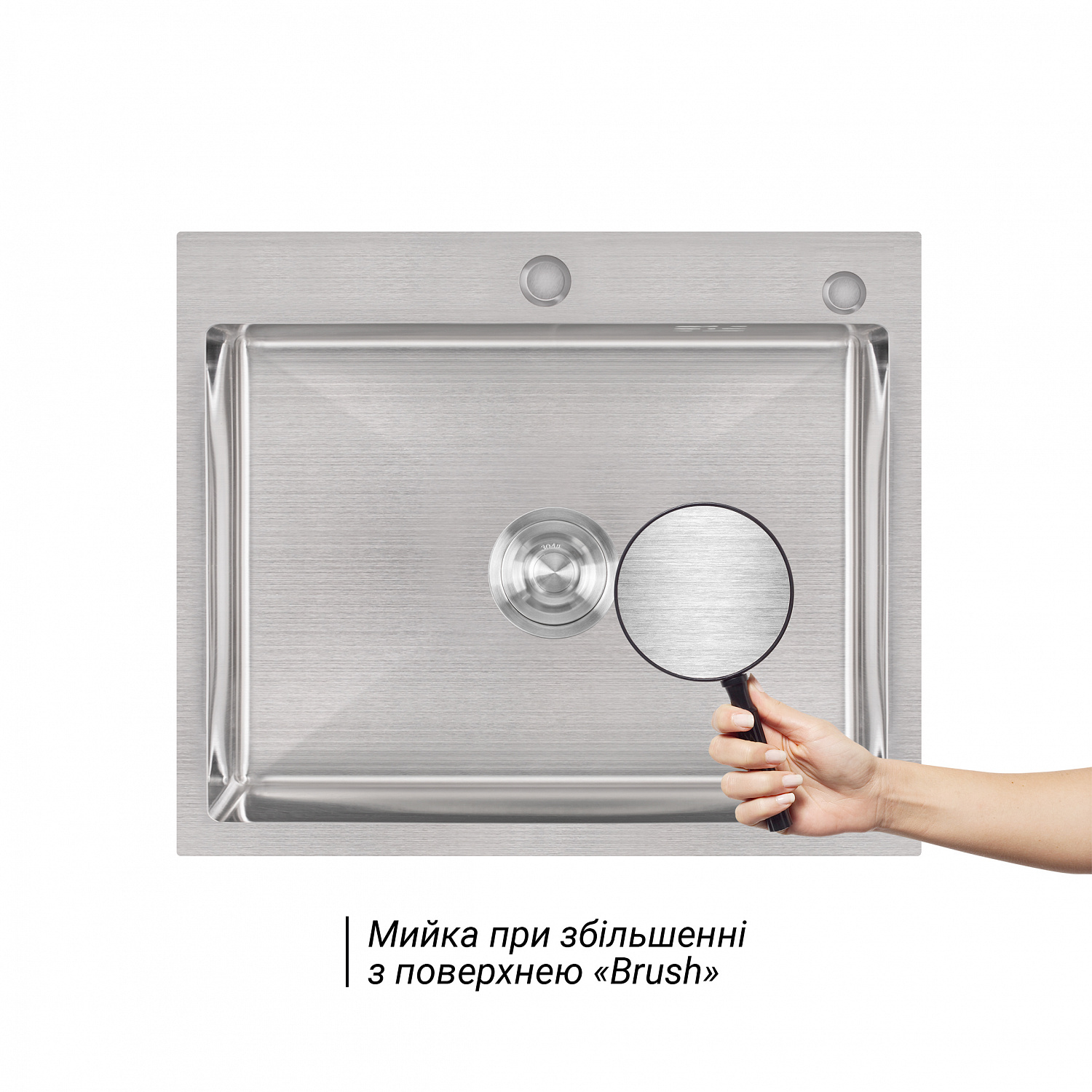 Мийка для кухні інтегрована Lidz Handmade H6050 (LDH6050BRU35371) Brushed Steel 3,0/1,0 мм