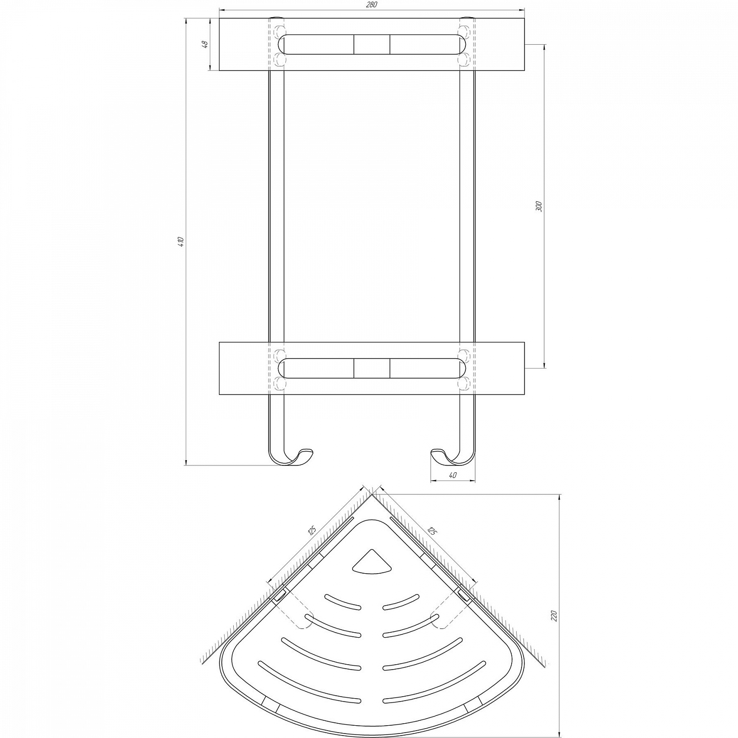 Полка подвійна кутова Globus Lux SQ9422