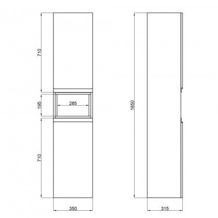Пенал підвісний Qtap Robin 350х1650х316 White/Whitish oak QT1376PP1651RWWO