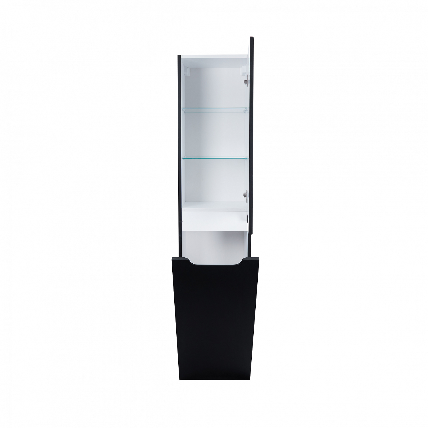 Пенал підвісний Qtap Virgo 350х1600х316 Black/White з кошиком для білизни QT1876PP1652KRBW