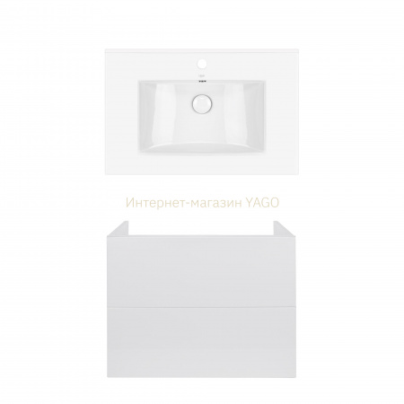 Комплект Qtap тумба підвісна Tern 700х580х437 мм White + раковина урізна Albatross QT71TE44102