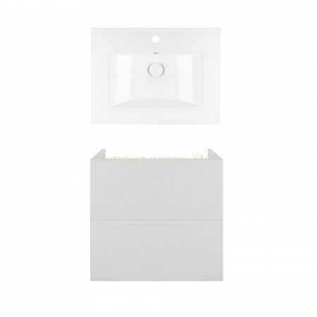 Комплект Qtap тумба підвісна Tern 600х580х437 мм White + раковина урізна Albatross QT71TE44097