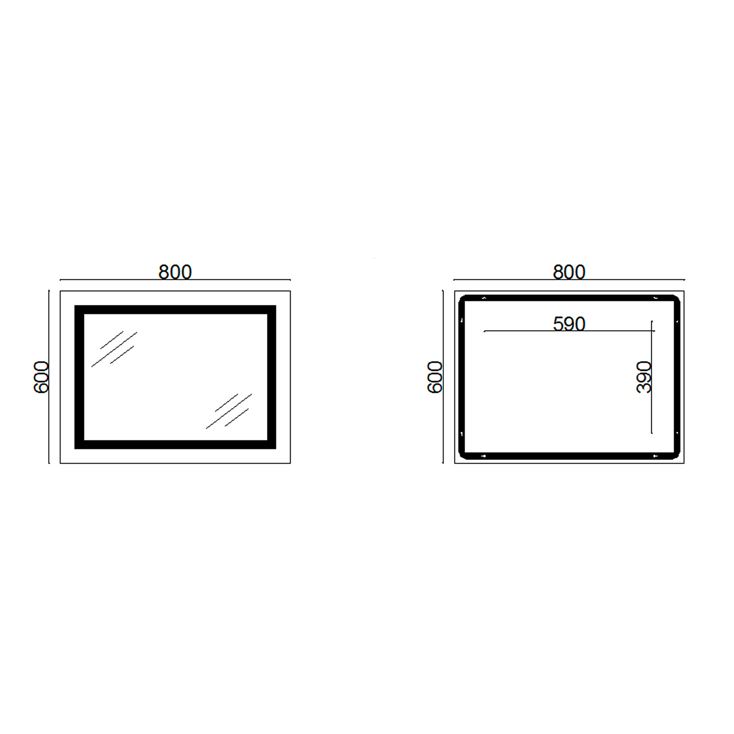 Дзеркало Lidz Kubis 800х600 з LED-підсвічуванням Touch, з антизапотіванням, з димером, рег. яскравості LD78LF9047400
