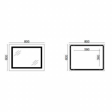 Дзеркало Lidz Kubis 800х600 з LED-підсвічуванням Touch, з антизапотіванням, з димером, рег. яскравості LD78LF9047400