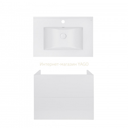 Комплект Qtap тумба підвісна Tern 700х580х437 мм White + раковина урізна Albatross E QT71TE44103