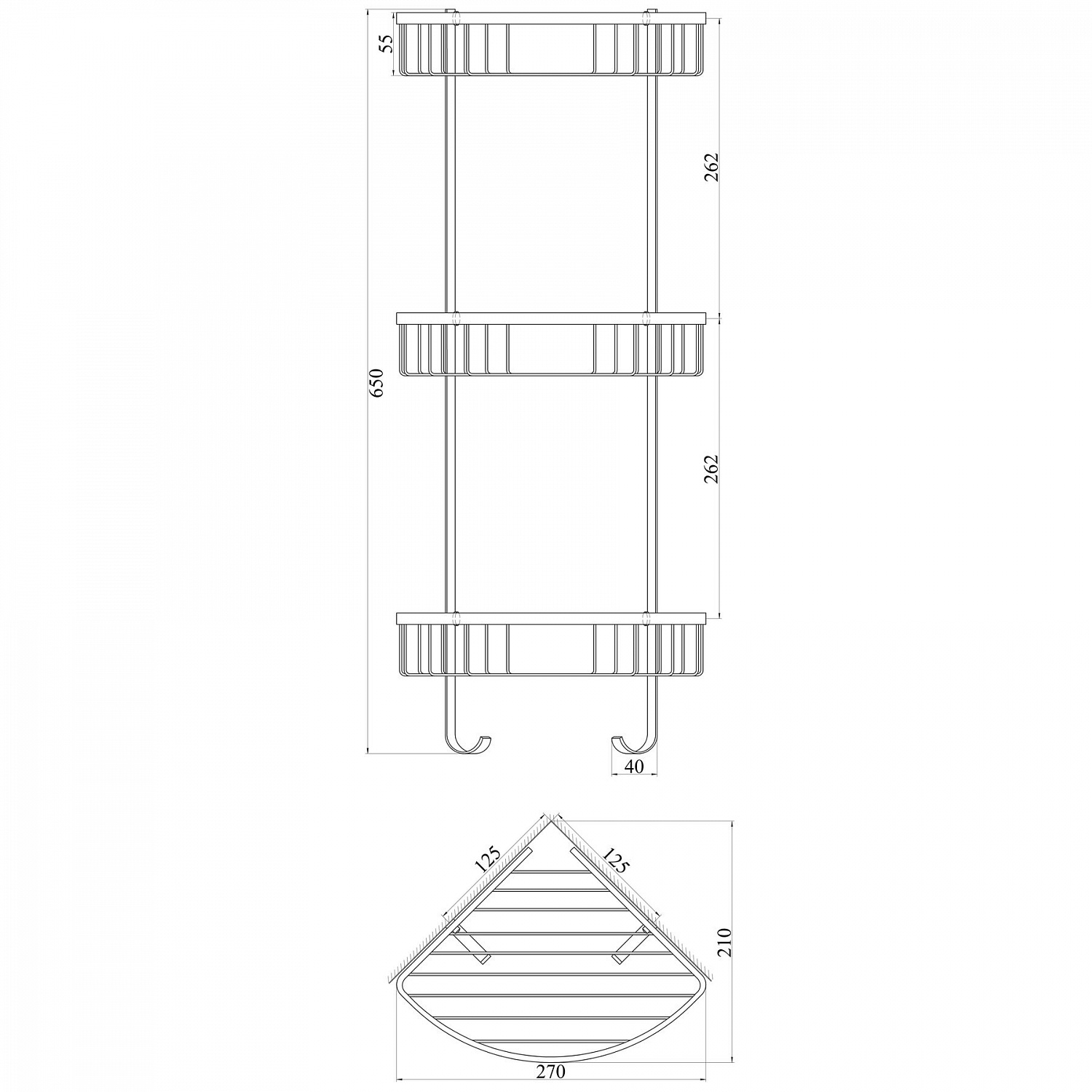 Поличка потрійна кутова TOPAZ 4134
