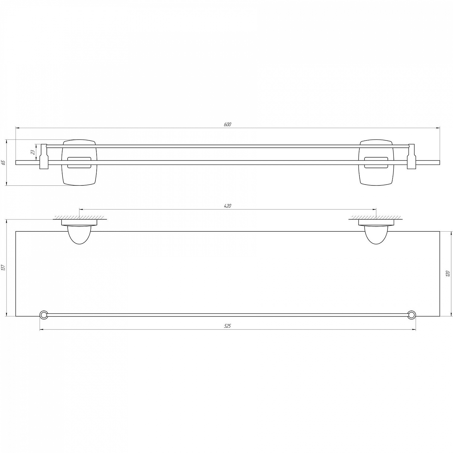 Полиця скляна Perfect Sanitary Appliances RM 1702