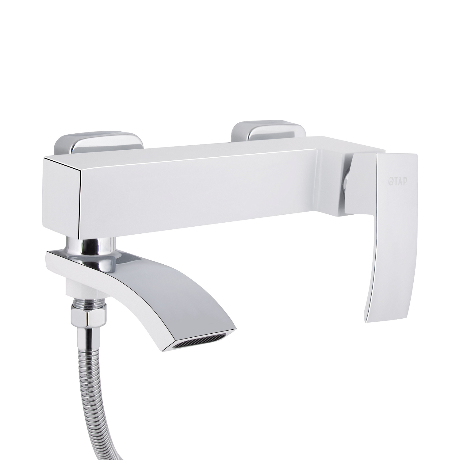 Змішувач для ванни Qtap Swan Cascada з поворотним виливом (з душовим гарнітуром) QTSWA260CRW45569 Chrome/White