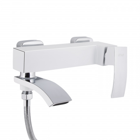 Змішувач для ванни Qtap Swan Cascada з поворотним виливом (з душовим гарнітуром) QTSWA260CRW45569 Chrome/White