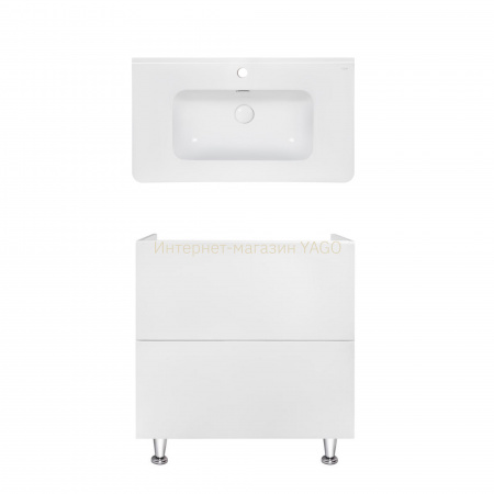 Комплект Qtap тумба підлогова Tern 800х725х437 мм White + раковина урізна Albatross 9H QT71TE44094