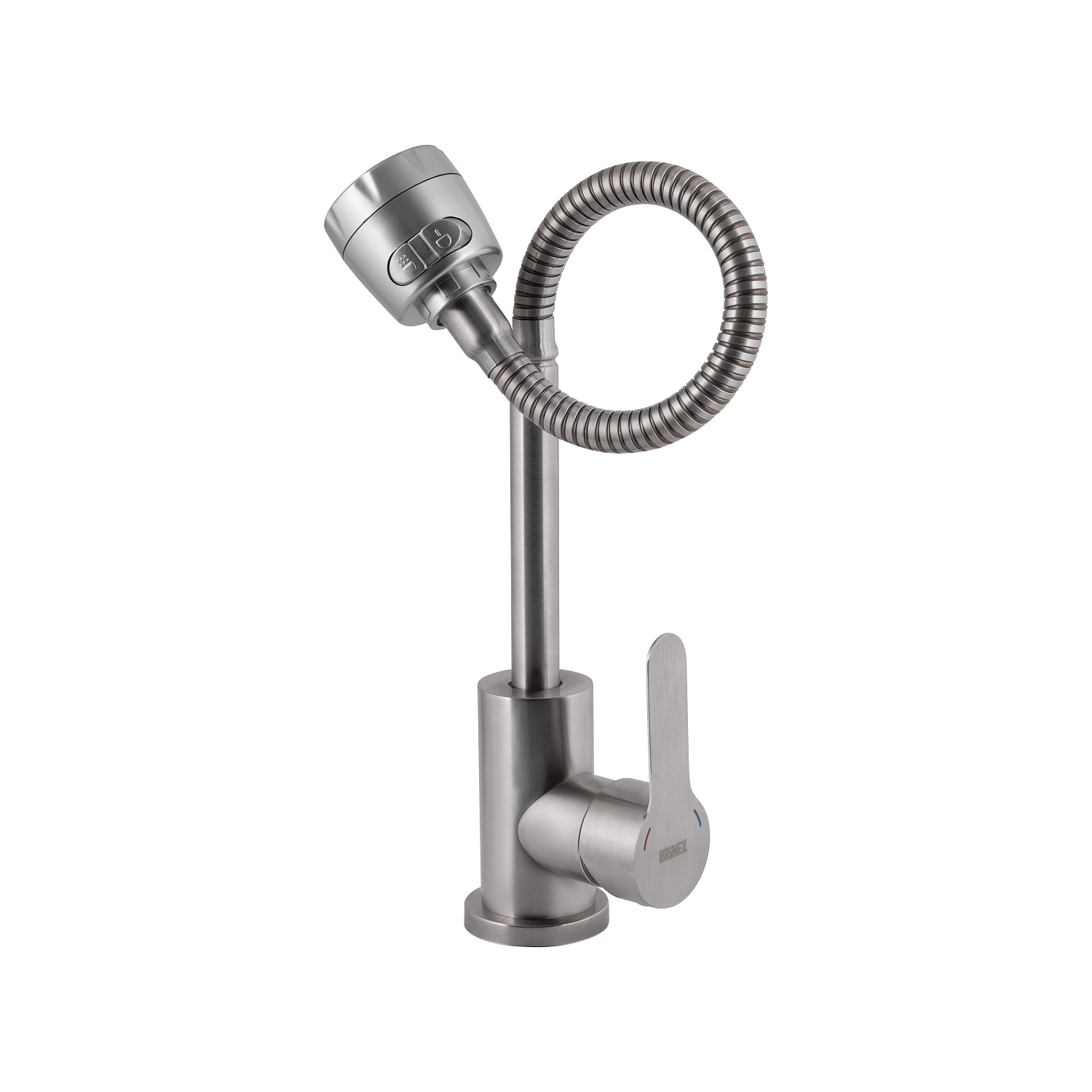 Змішувач для кухні Brinex Pure 015F41 з гнучким виливом   Nickel BRIPUR015F41NKL