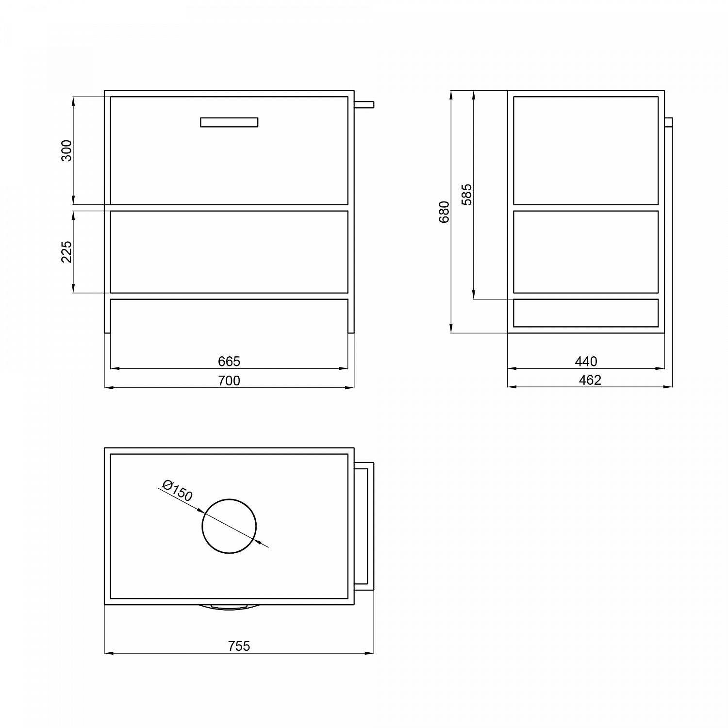 Тумба підлогова Qtap Taurus 700х616х469 Whitish oak зі стільницею QT2480TNT73WO