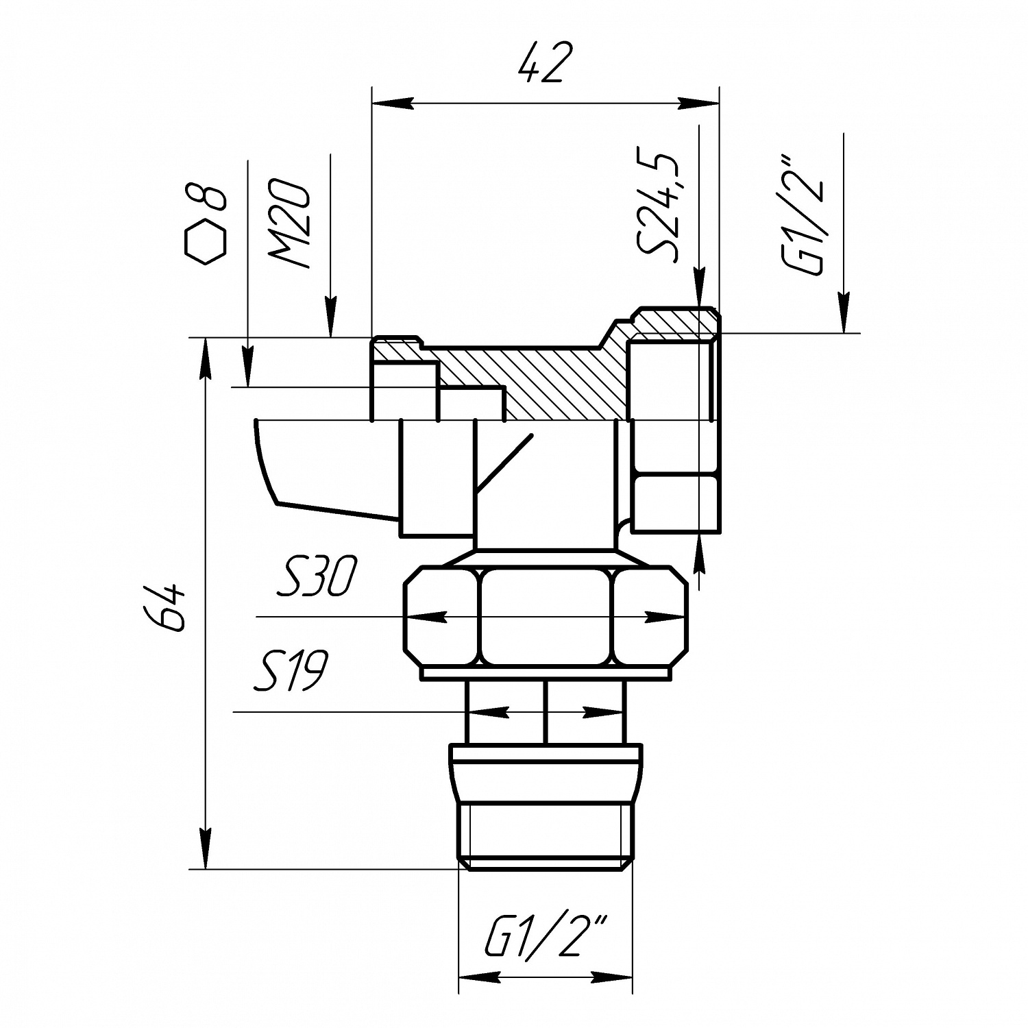 Кран радіаторний кутовий Q PROFESSIONAL  1/2″ NV-QP5017 під термоголовку з ущільнювачем в інтернет-магазині Yago