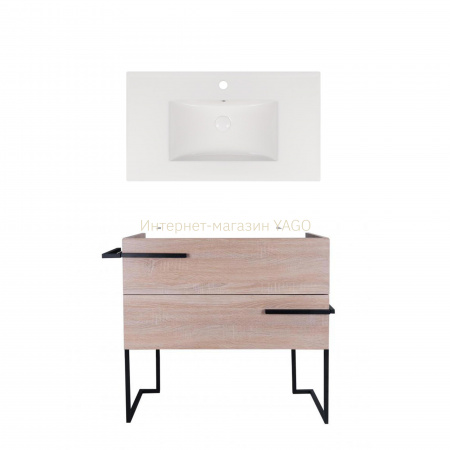 Комплект Qtap тумба підлогова Taurus 800х800х437 мм Whitish oak + раковина урізна Albatross New QT71TA44017